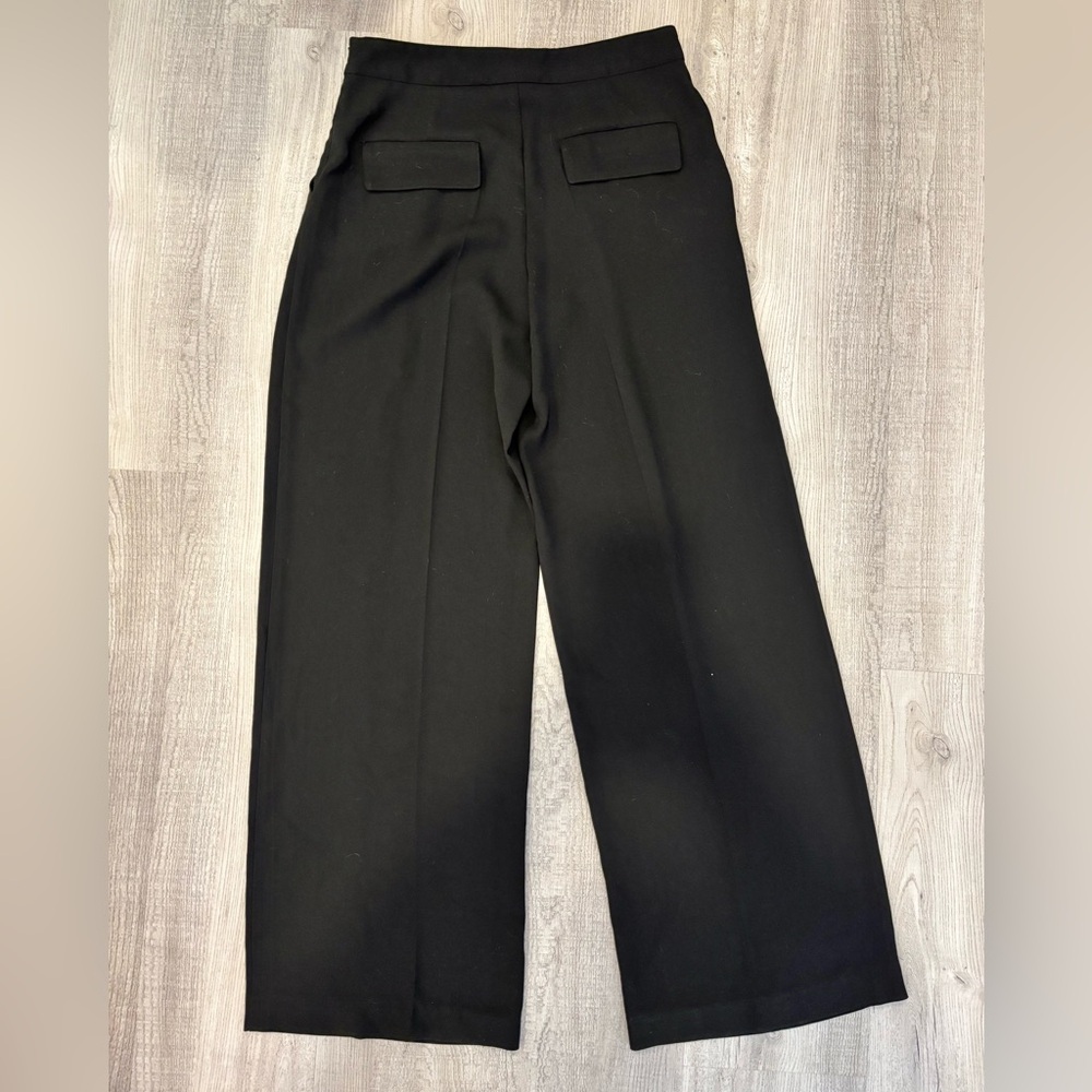 NWT Zara Classic Black Chain Wide Leg Pleated Trousers XS - Picture 12 of 12
